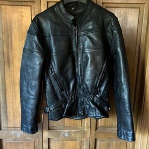 Womens genuine leather small double layer jacket